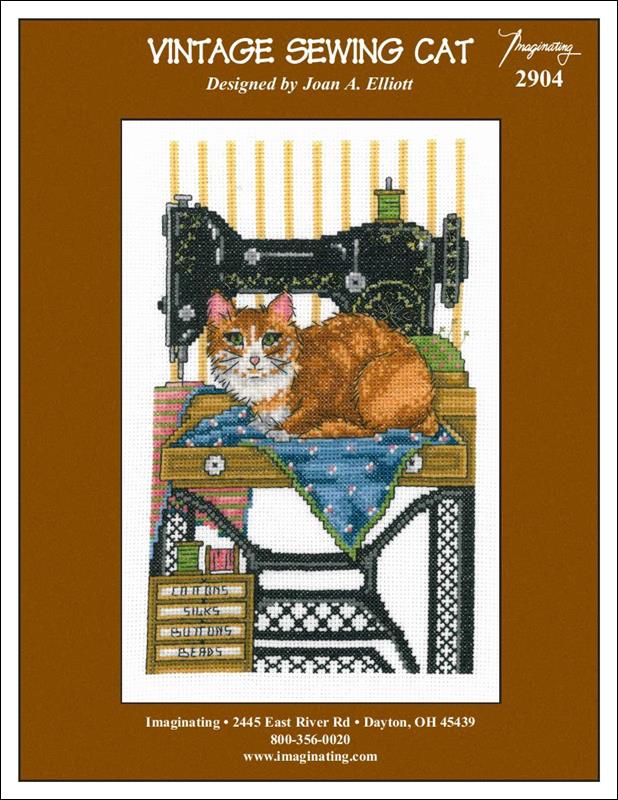 Imaginating Vintage Sewing Cat 2904 cross stitch pattern