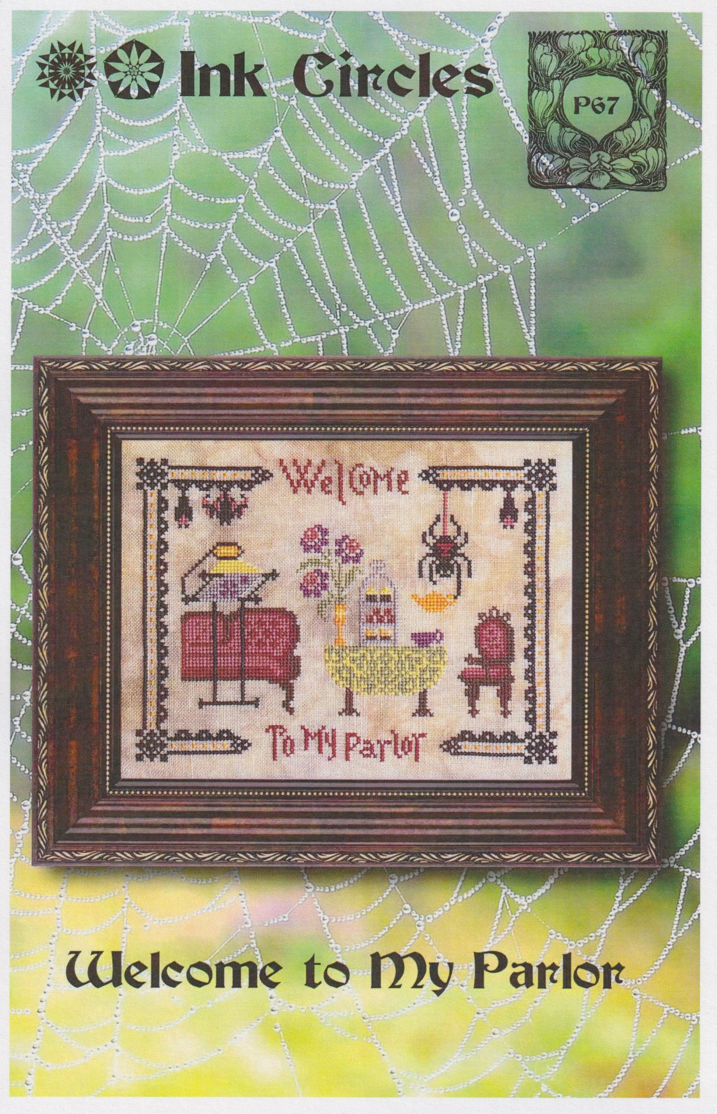 Ink Circles Welcome to My Parlor P67 halloween cross stitch pattern