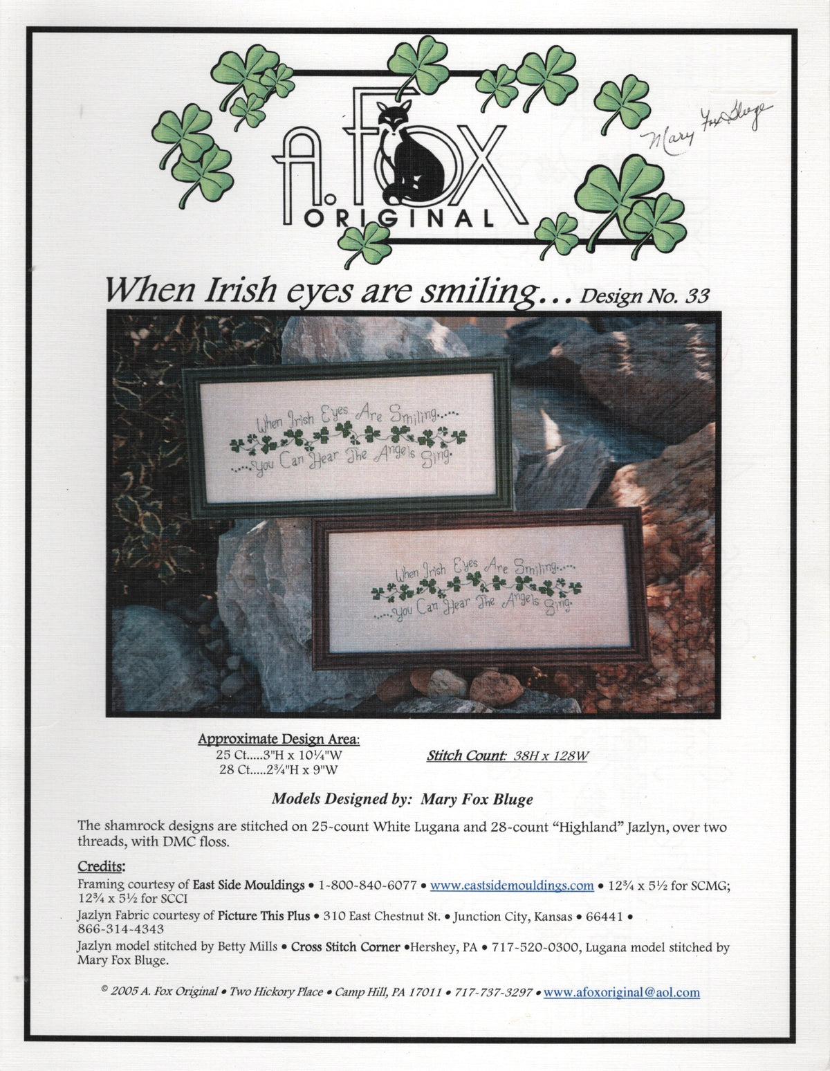 A. Fox Original When Irish Eyes are Smiling... cross stitch pattern