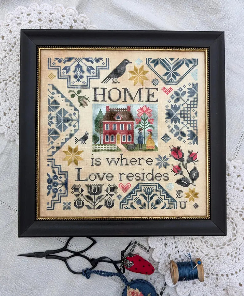Lila's Studio Where Love Resides cross stitch sampler pattern