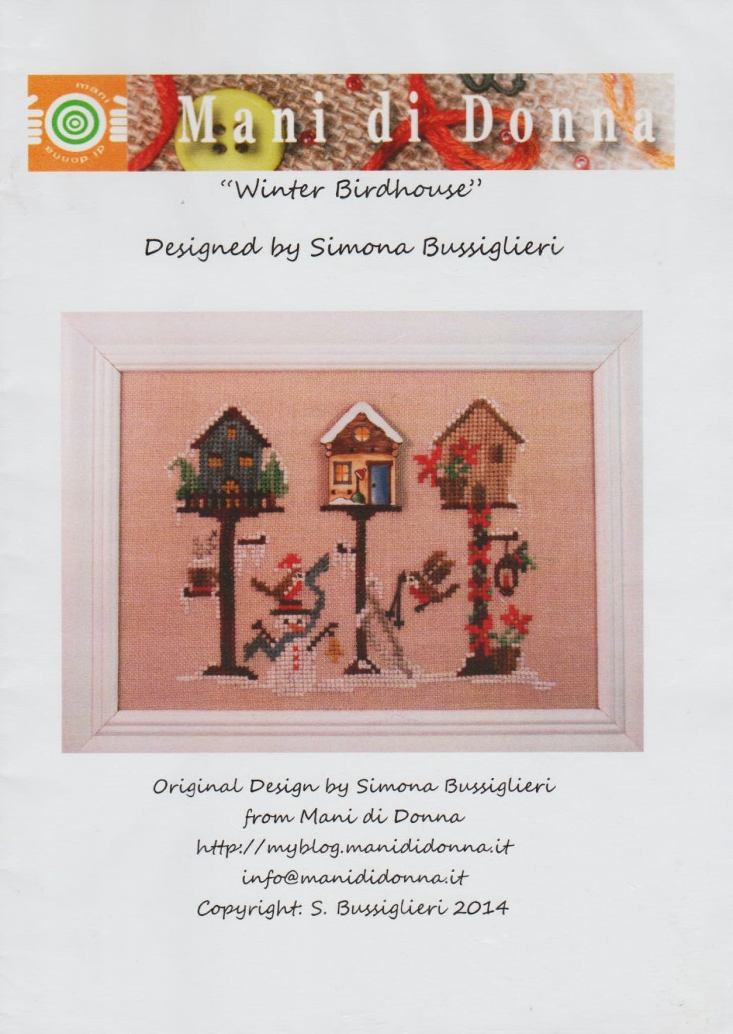 Mani di Donna Winter Birdhouse cross stitch pattern