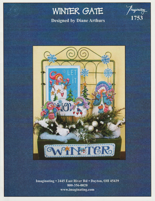 Imaginating Winter Gate 1753 snowmen cross stitch pattern