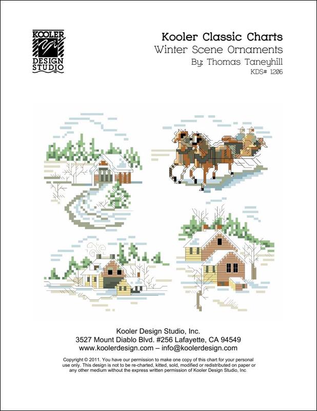 Kooler Designs Winter Scene Christmas Ornaments KDS1206 cross stitch pattern