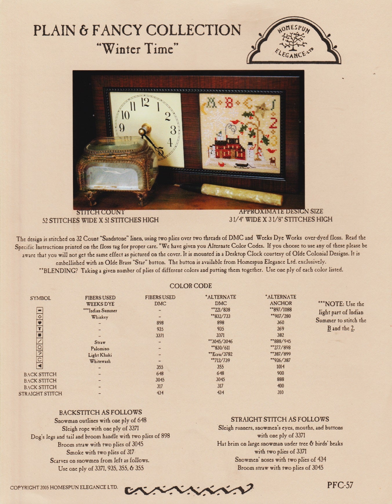 Homespun Elegance Winter Time PFC-57 cross stitch pattern