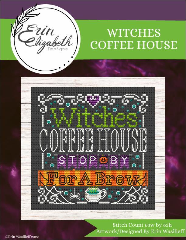 Erin Elizabeth Designs Witches Coffee House cross stitch pattern