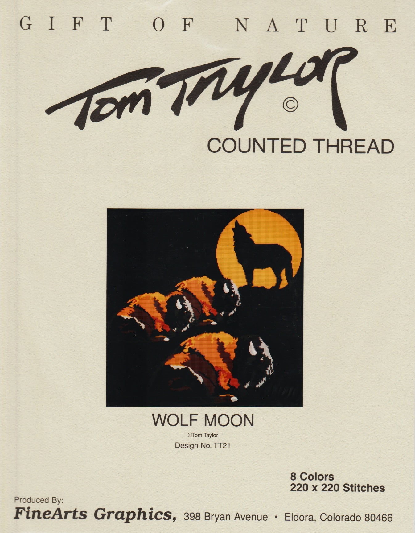 Finearts Graphics Tom Taylor Wolf Moon TT21 wolf buffalo cross stitch pattern