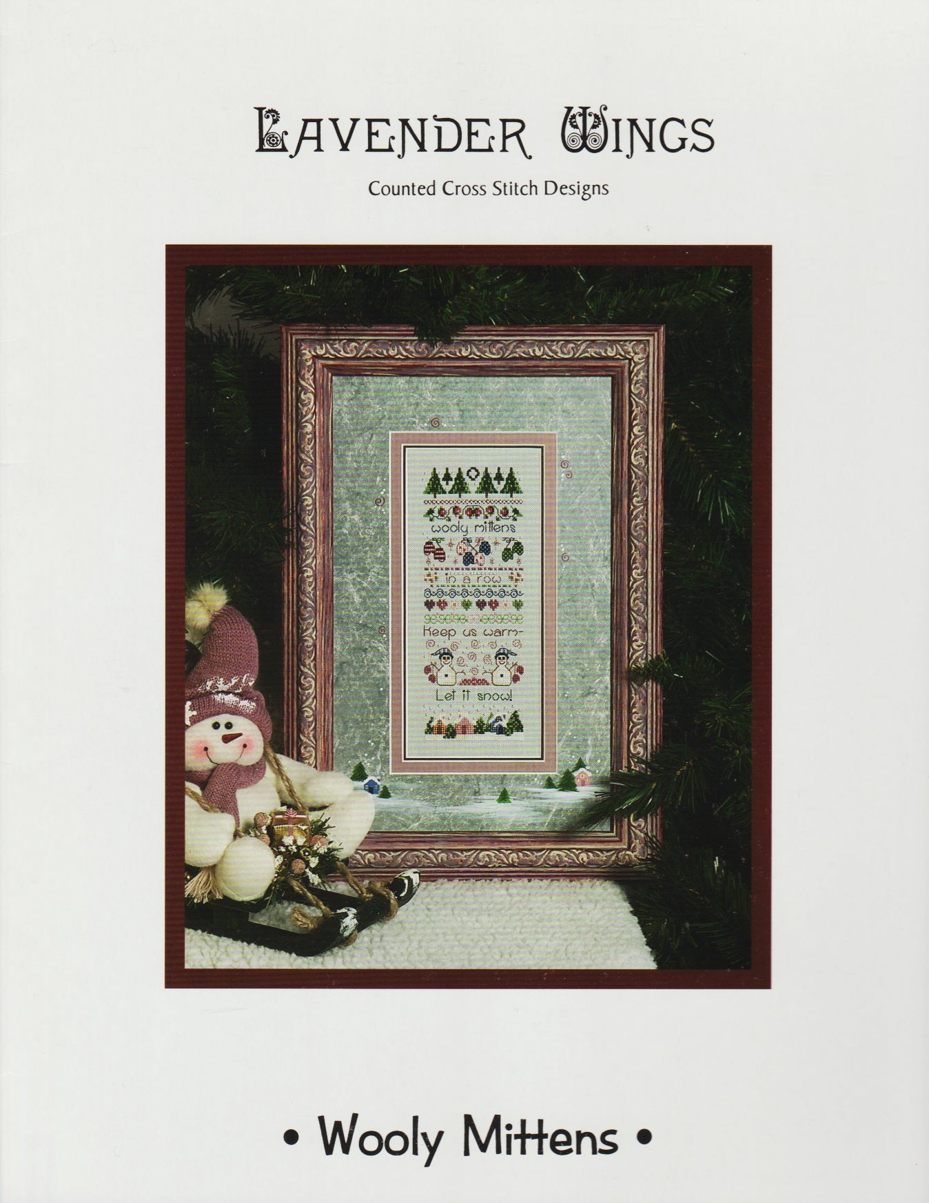 Lavender Wings Wooly Mittens cross stitch pattern