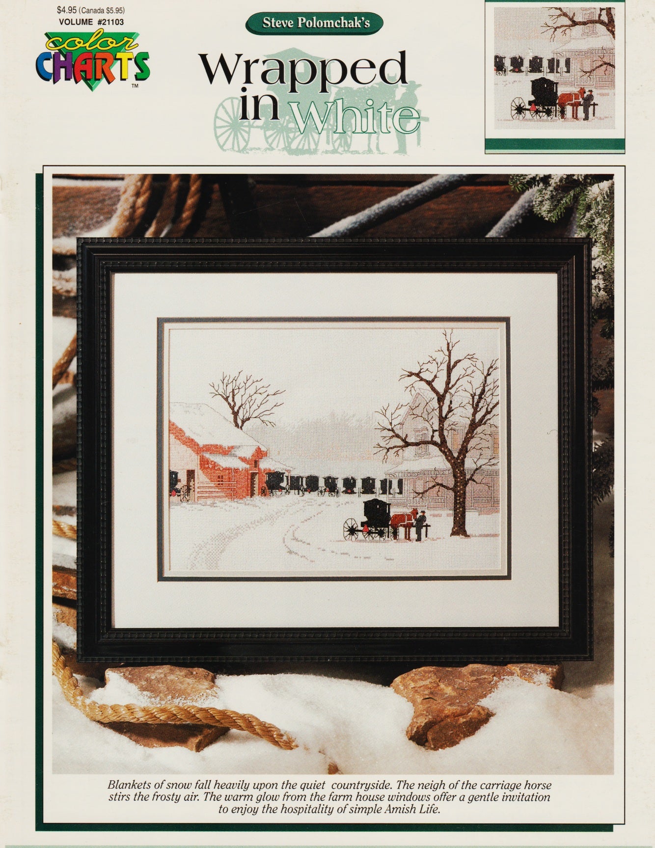 Color Charts Wrapped in White 21103 Amish buggy cross stitch pattern