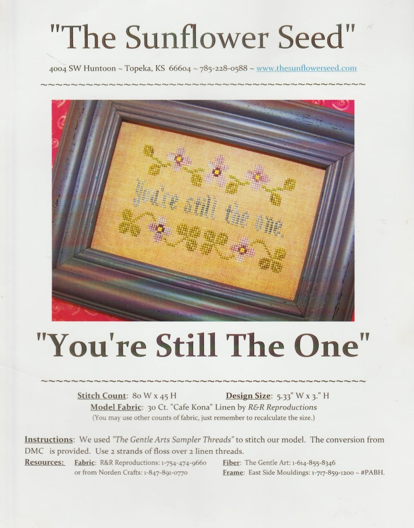 Sunflower Seed You're Still The One cross stitch pattern