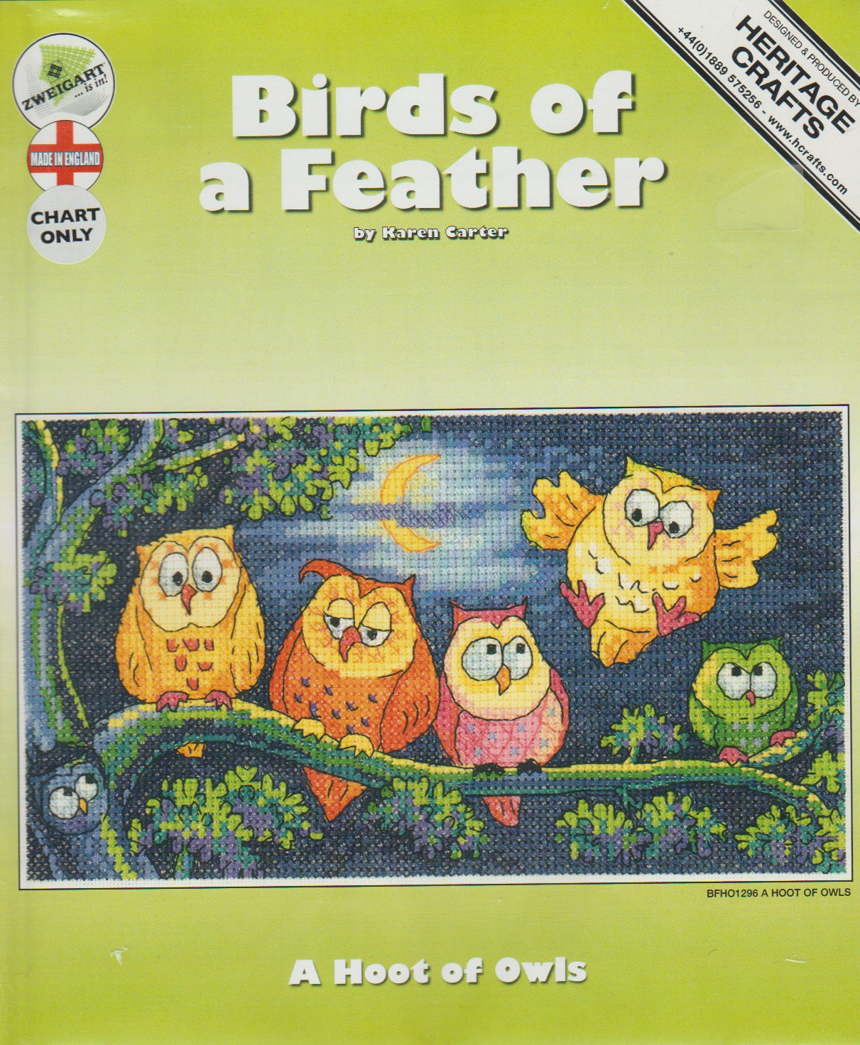 Heritage Crafts A Hoot Of Owls cross stitch pattern