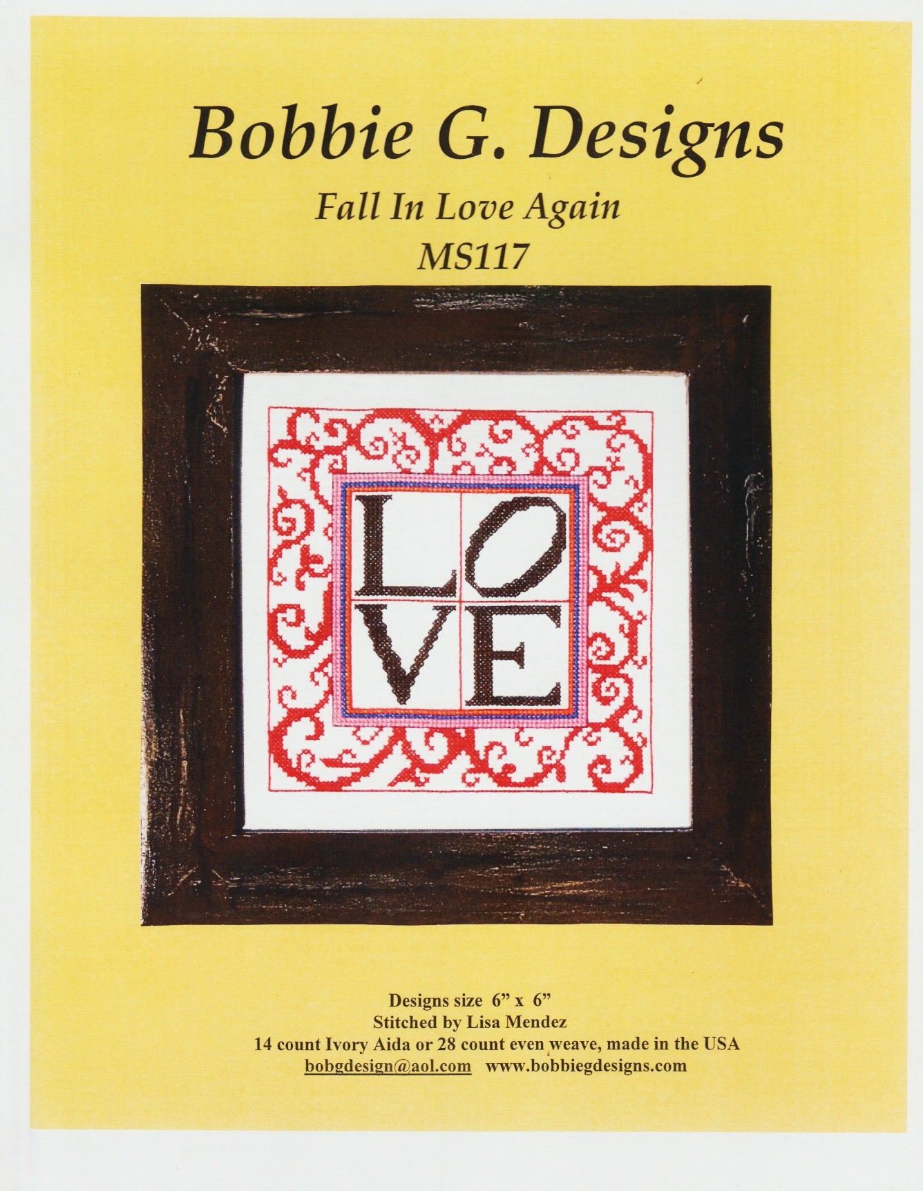 Bobbie G. Fall In Love Again cross stitch pattern