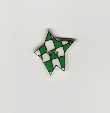 Green Check Star ceramic button