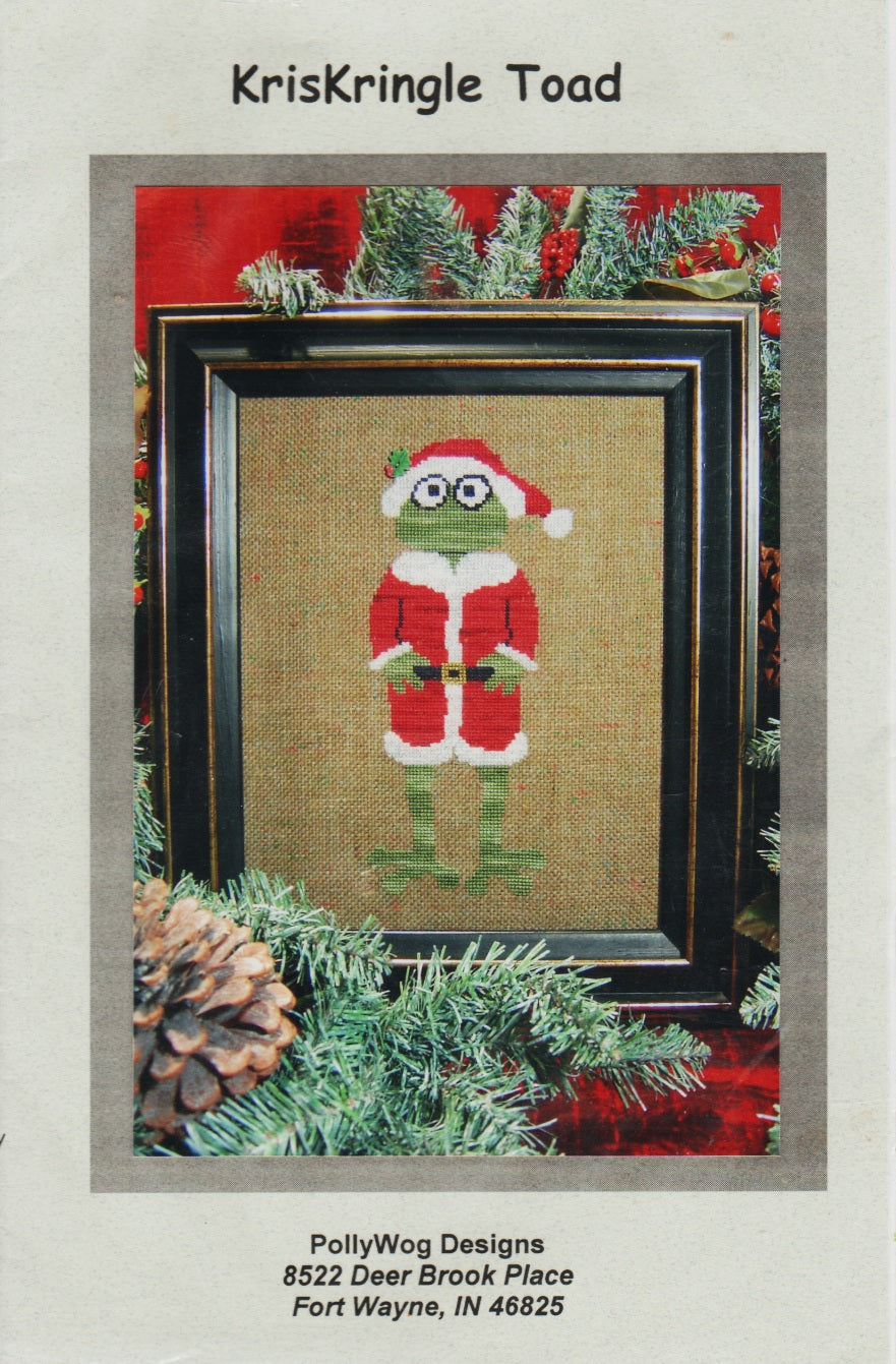 Pollywog Designs KrisKringle Toad Christmas Santa frog cross stitch pattern