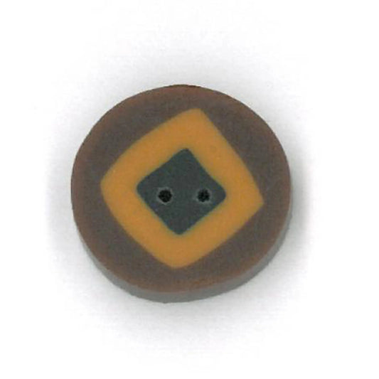 Just Another Button Company Chestnut Circles, LK1005 flat clay 2-hole cross stitch button