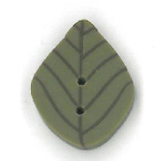 Just Another Button Company Olive Leaf, MM1003 clay flat 2-hole cross stitch button