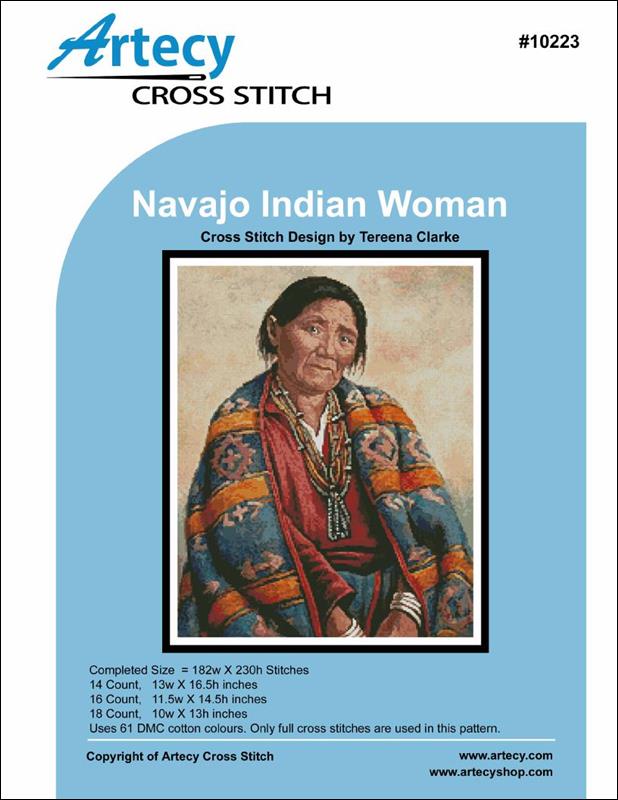 Artecy Navajo Indian Woman 10223 native american across stitch pattern