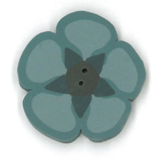 Just Another Button Company William's Blue Flower, NH1074 flat 2-hole clay cross stitch button