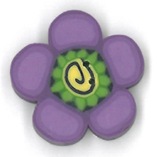 Just Another Button Company Purple Daisy, SS1007.S clay flat 2-hole cross stitch button