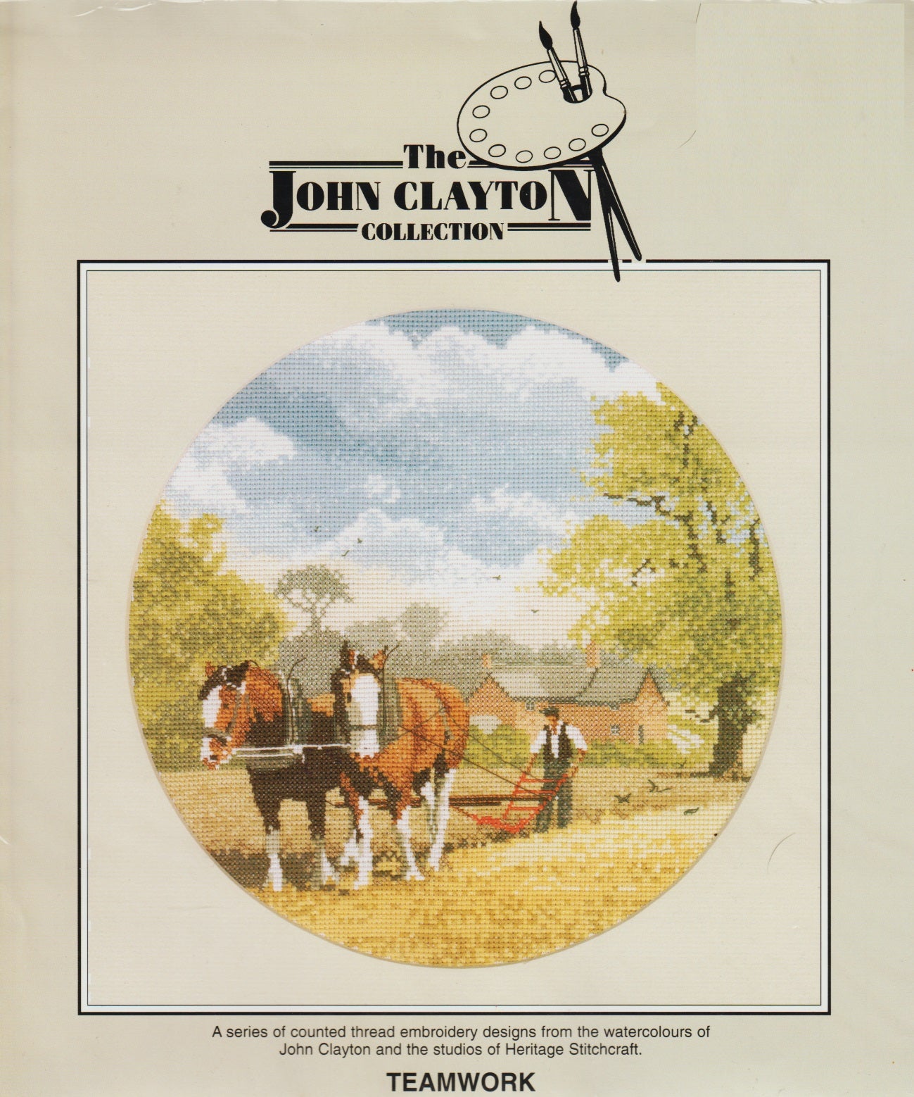 Heritage Stitchcraft Teamwork farmer and horse cross stitch pattern
