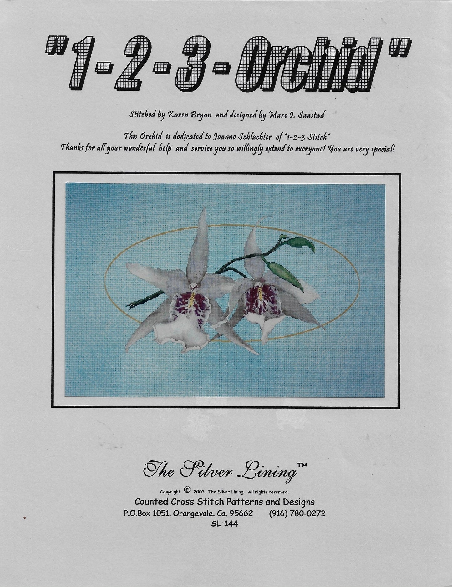 Silver Lining 1-2-3- Orchid cross stitch pattern