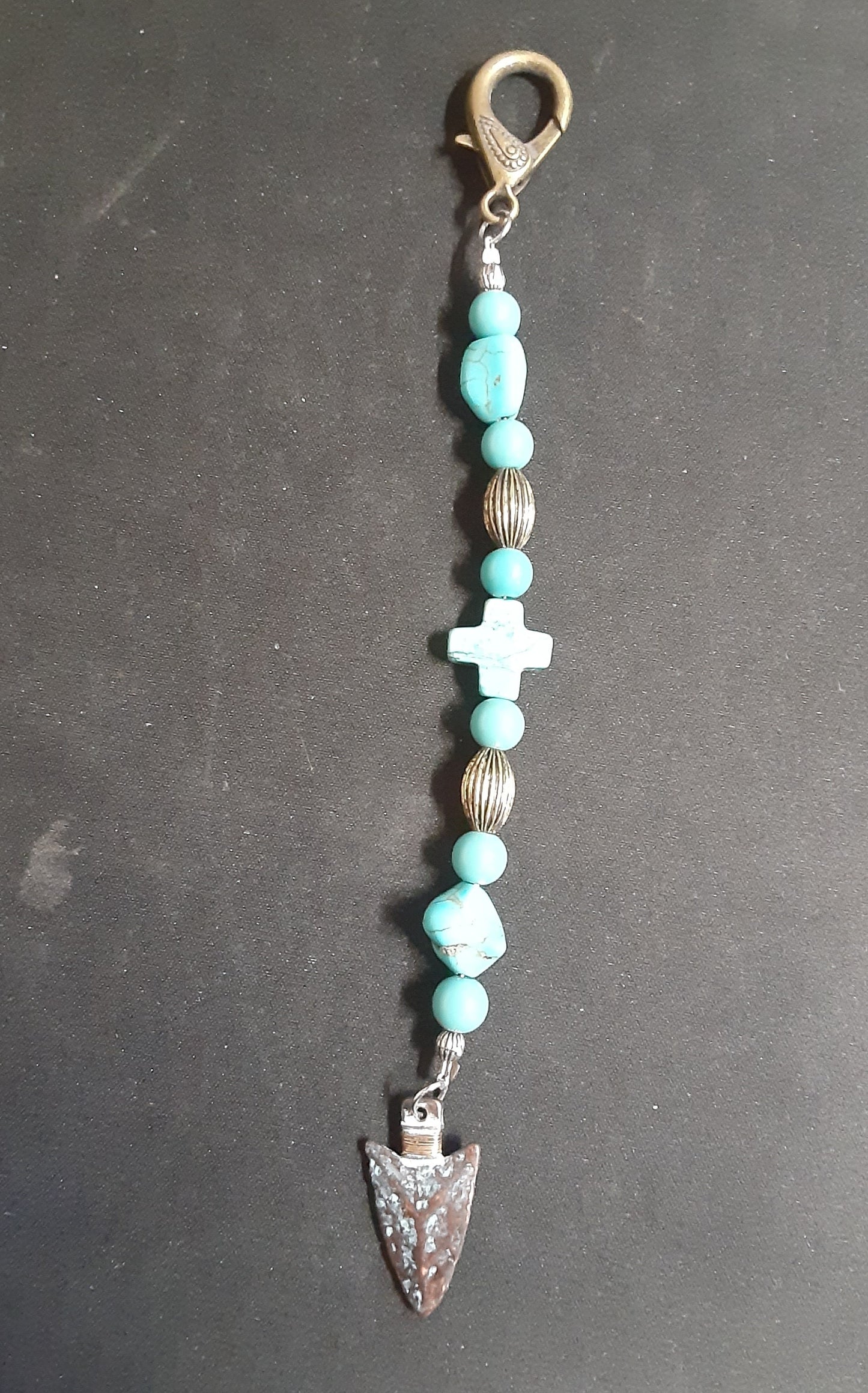 Turquoise Arrowhead Scissor fob