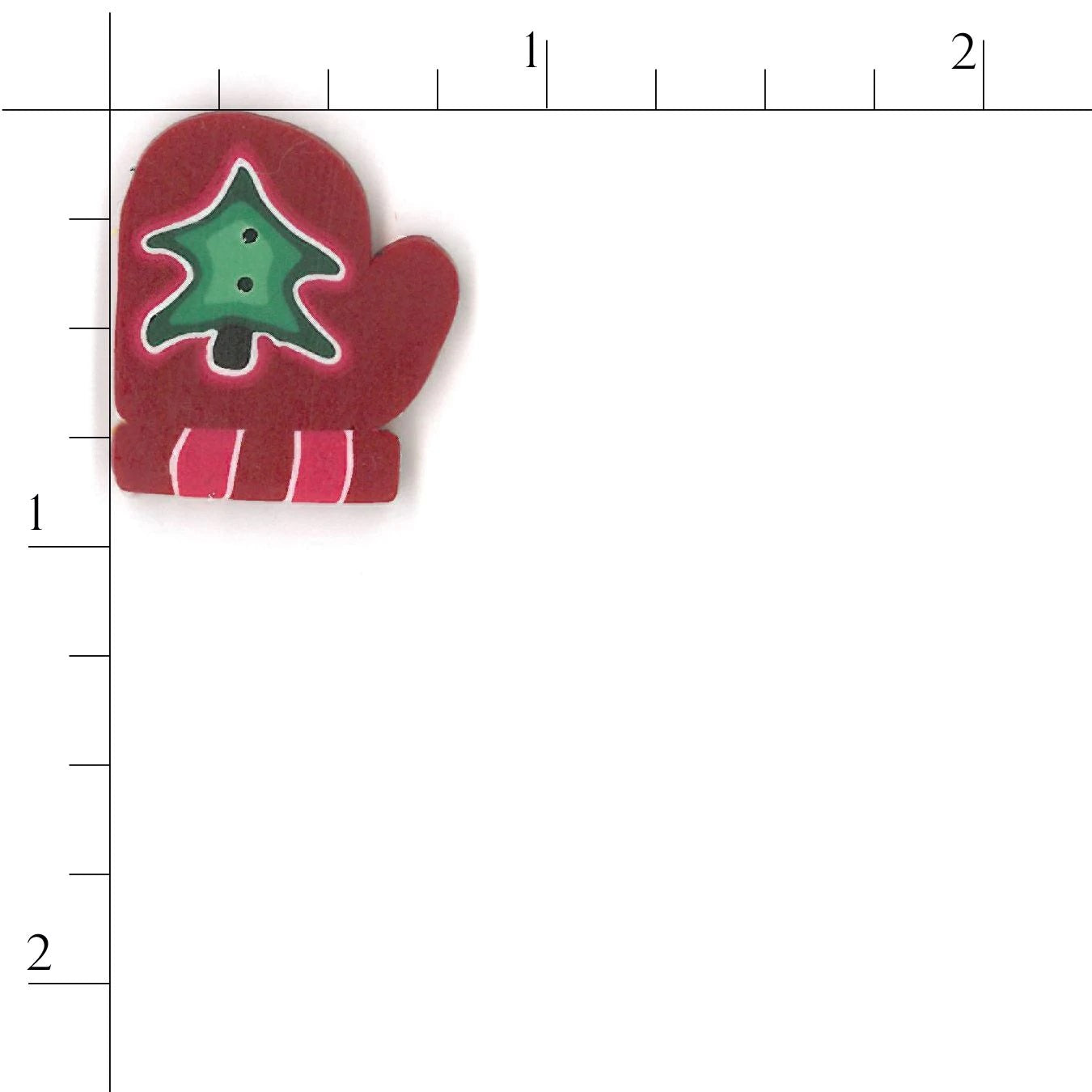 Red Mitten with Tree 4423 Buttons