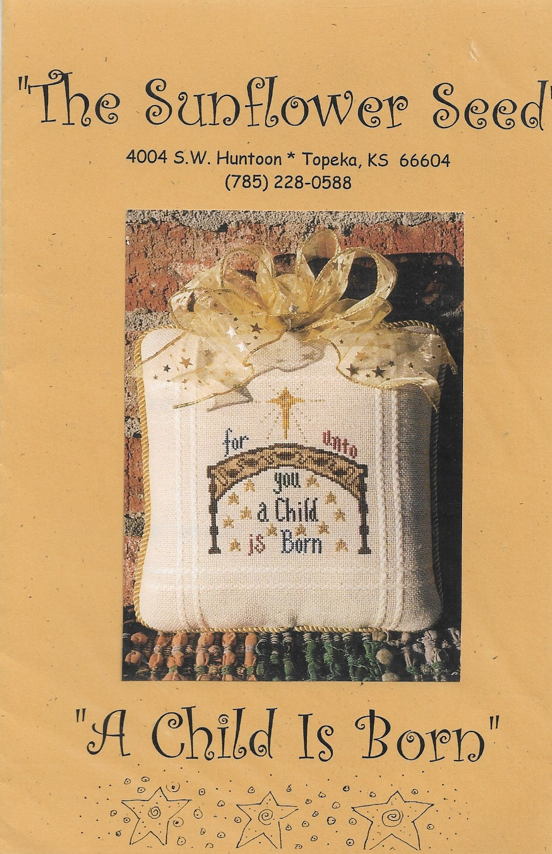 Sunflower Seed A Child is Born christmas cross stitch pattern