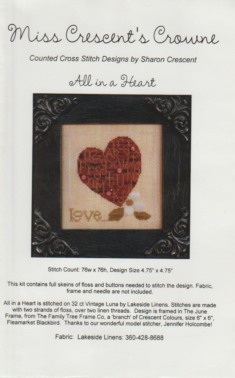 Miss Crescent's Crowne All in a Heart cross stitch pattern