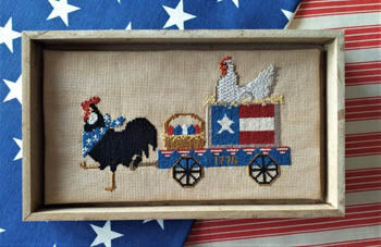 Twin Peak Primitives America - Coop Parade chicken rooster cross stitch pattern