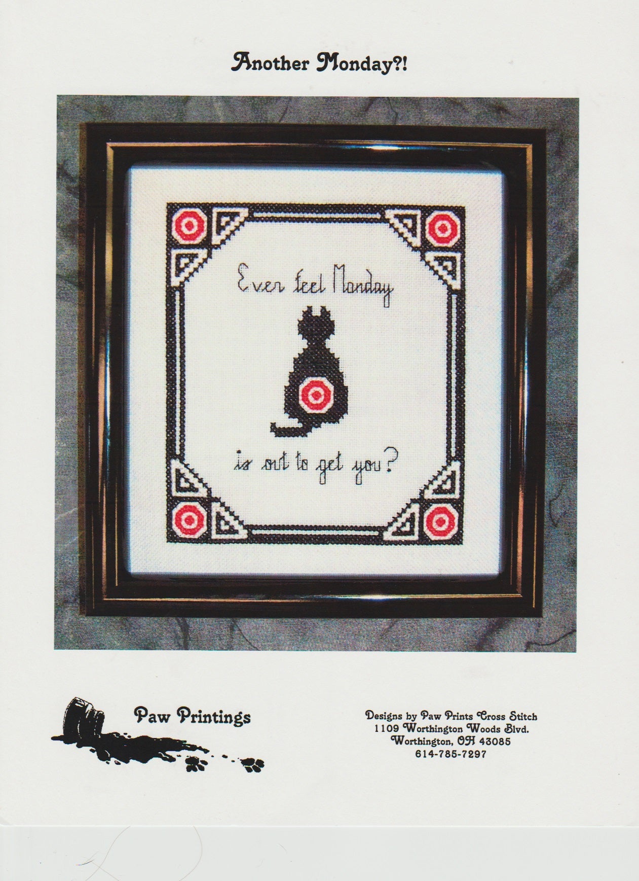 Paw Printings Designs Another Monday?! cat cross stitch pattern