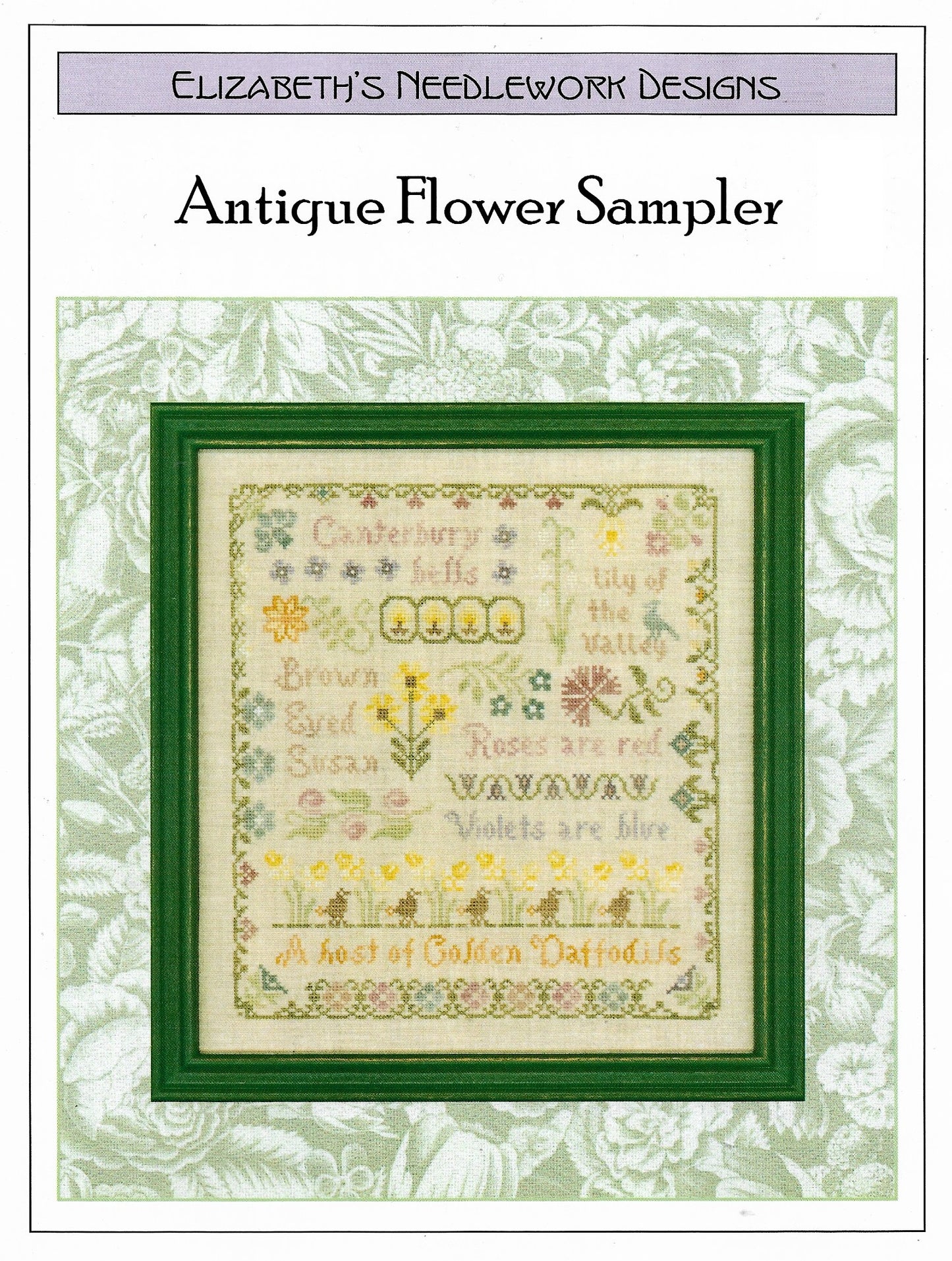 Elizabeth's Designs Antique Flower Sampler cross stitch pattern