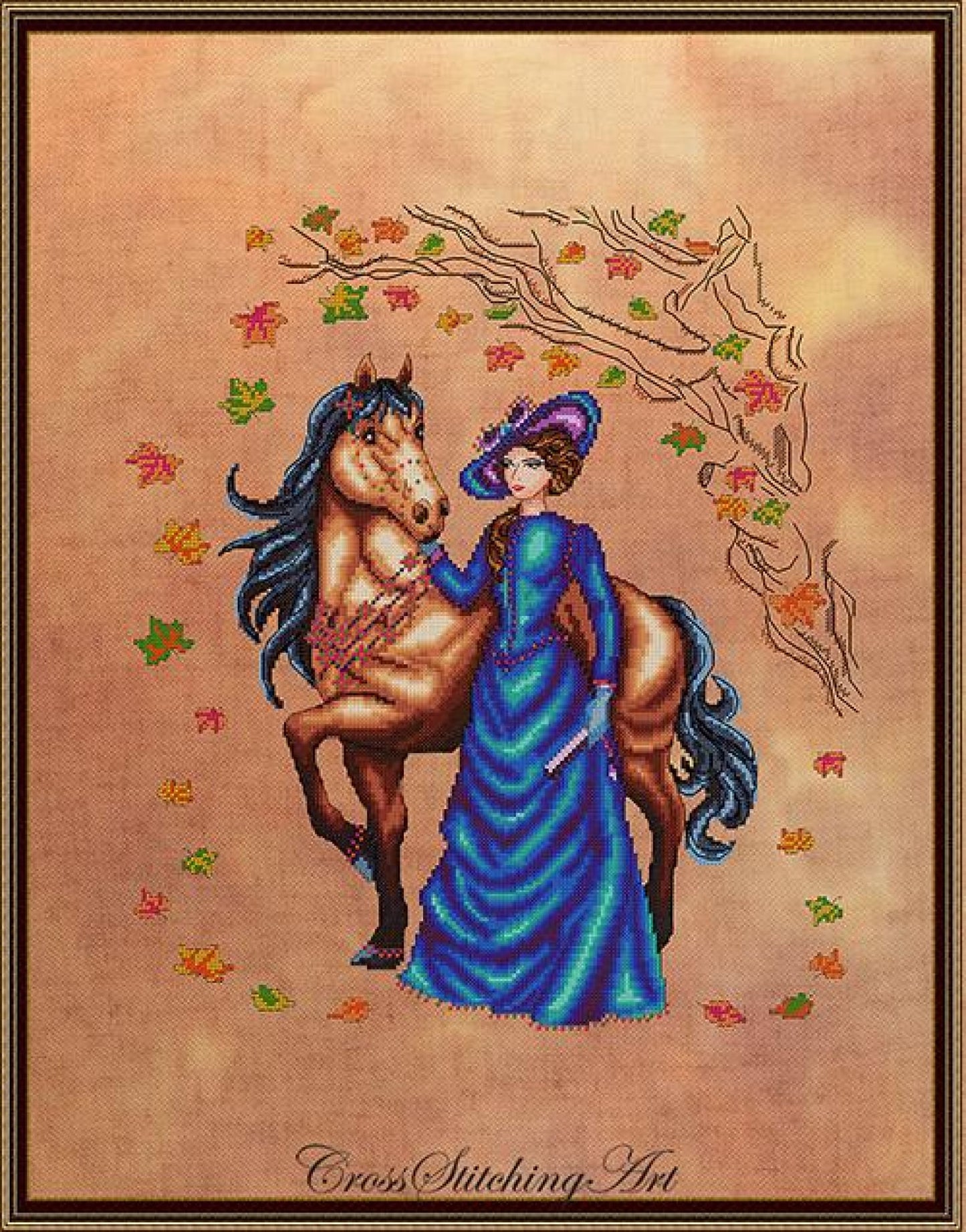 Cross Stitching Art Autumn Stroll fashion fantasy cross stitch pattern