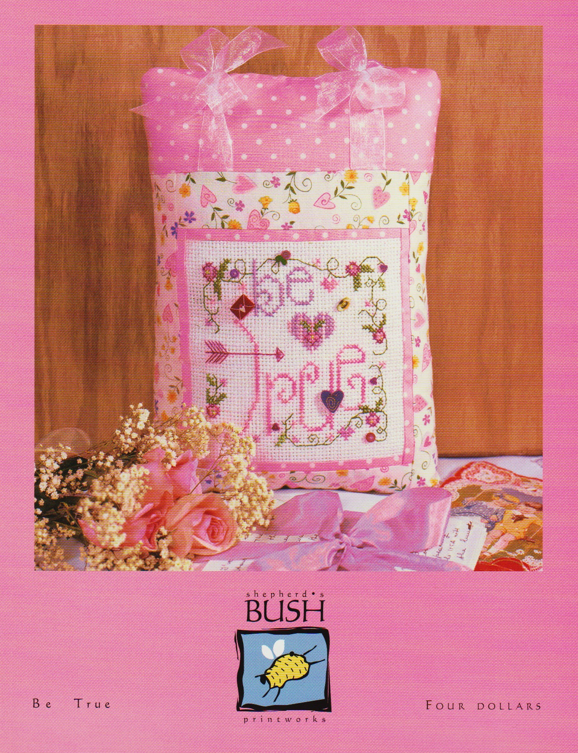 Shepherd's Bush Be True valentine pillow cross stitch pattern