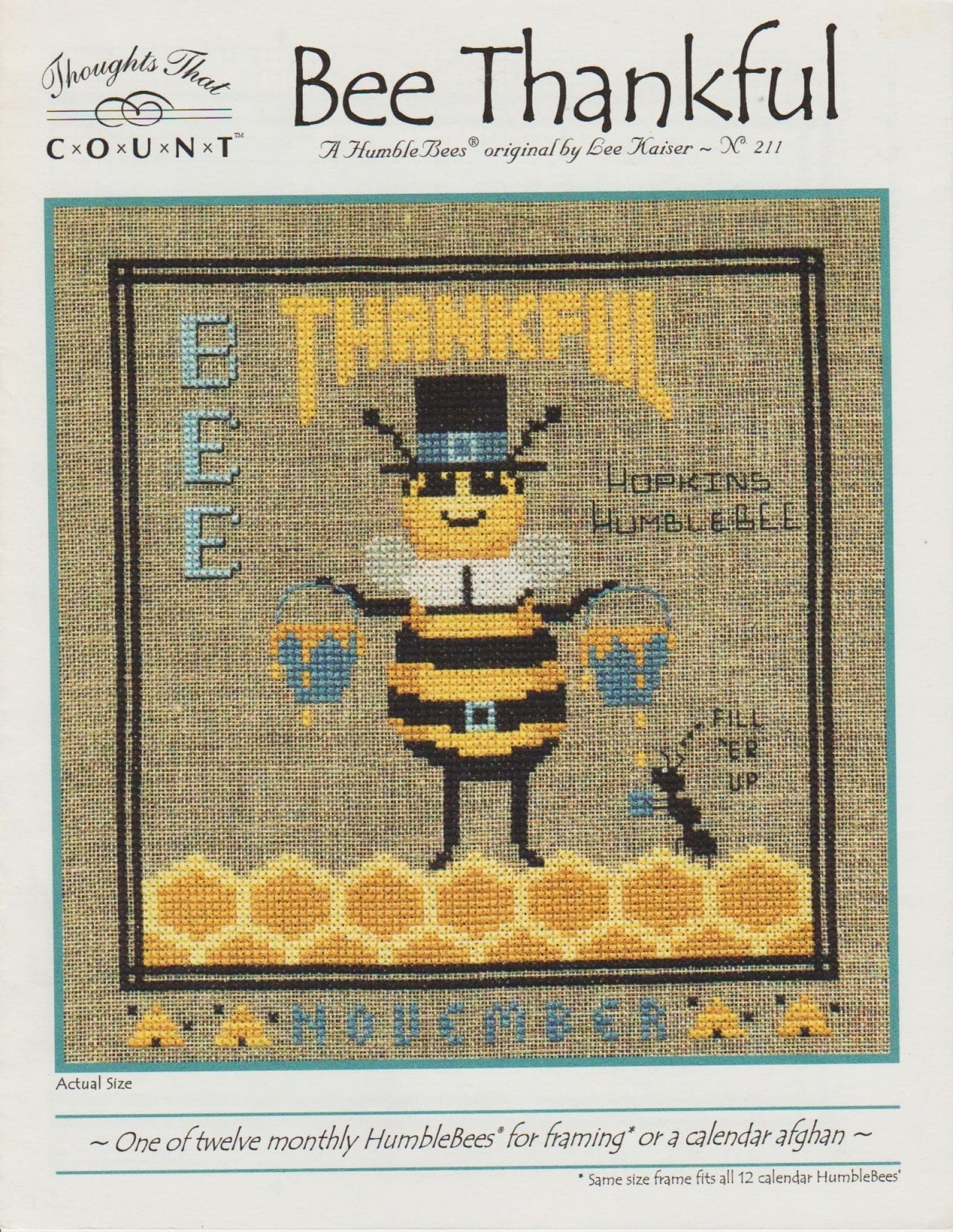Thoughts That Count Bee Thankful cross stitch pattern