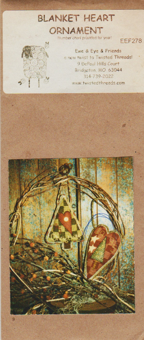 Ewe & Eye Blanket Heart Ornament EFF278 cross stitch pattern
