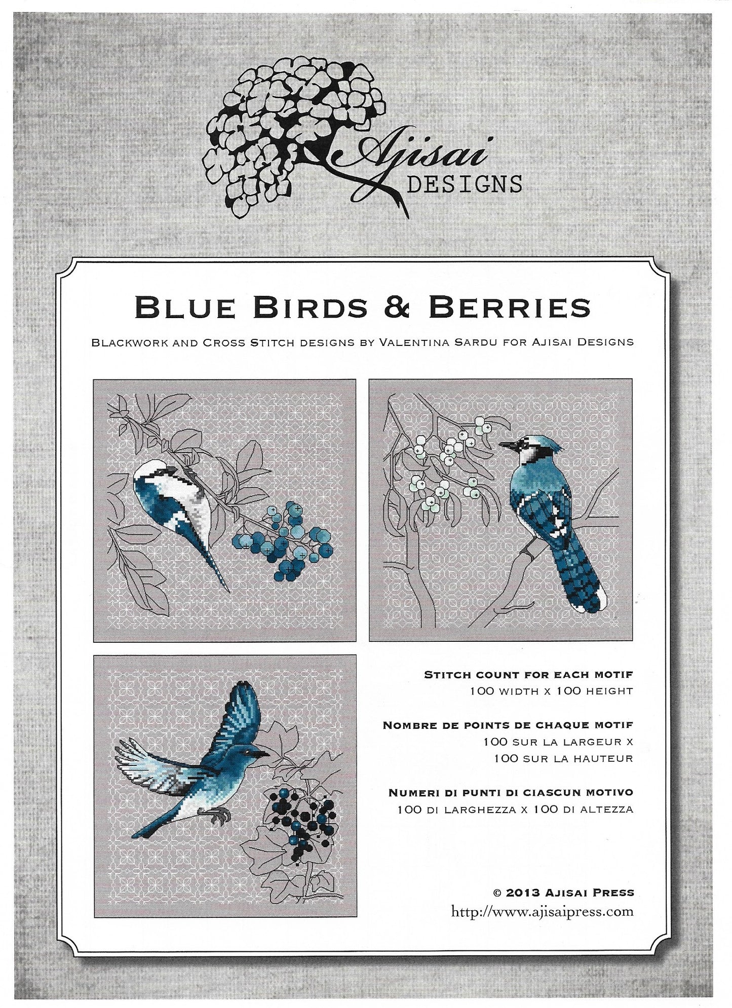 Blue Birds & Berries pattern