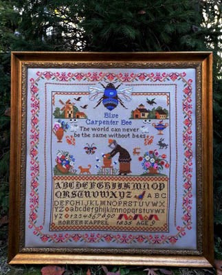 Twin Peak Primitives Blue Carpenter Bees cross stitch pattern