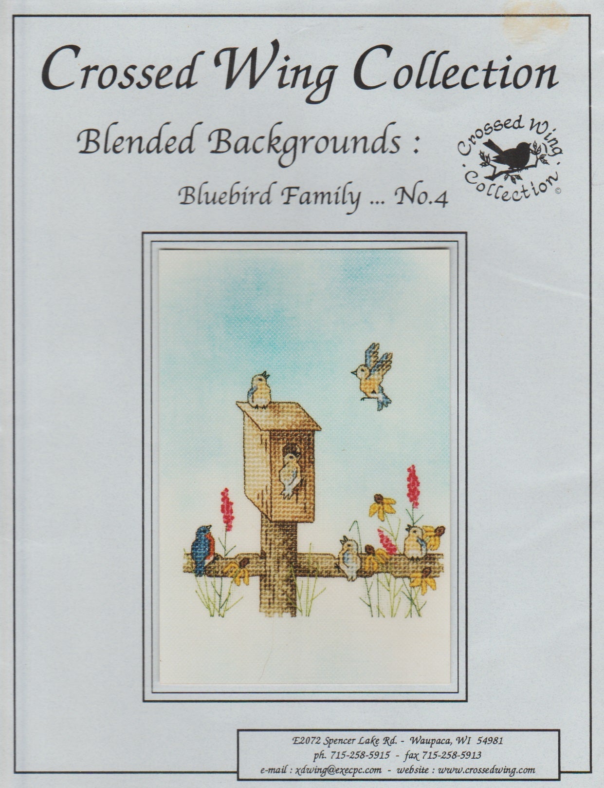 Crossed Wing Collection Bluebird Family No. 4 cross stitch bird pattern