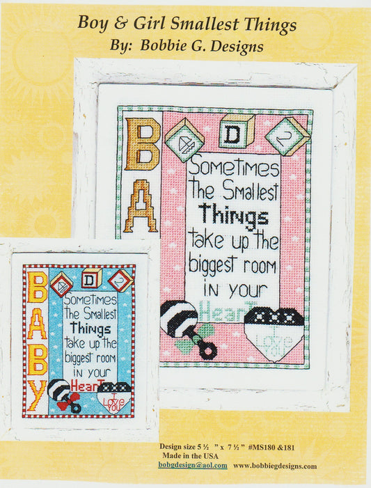 Bobbie G. Boy & Girl Smallest Things baby cross stitch pattern