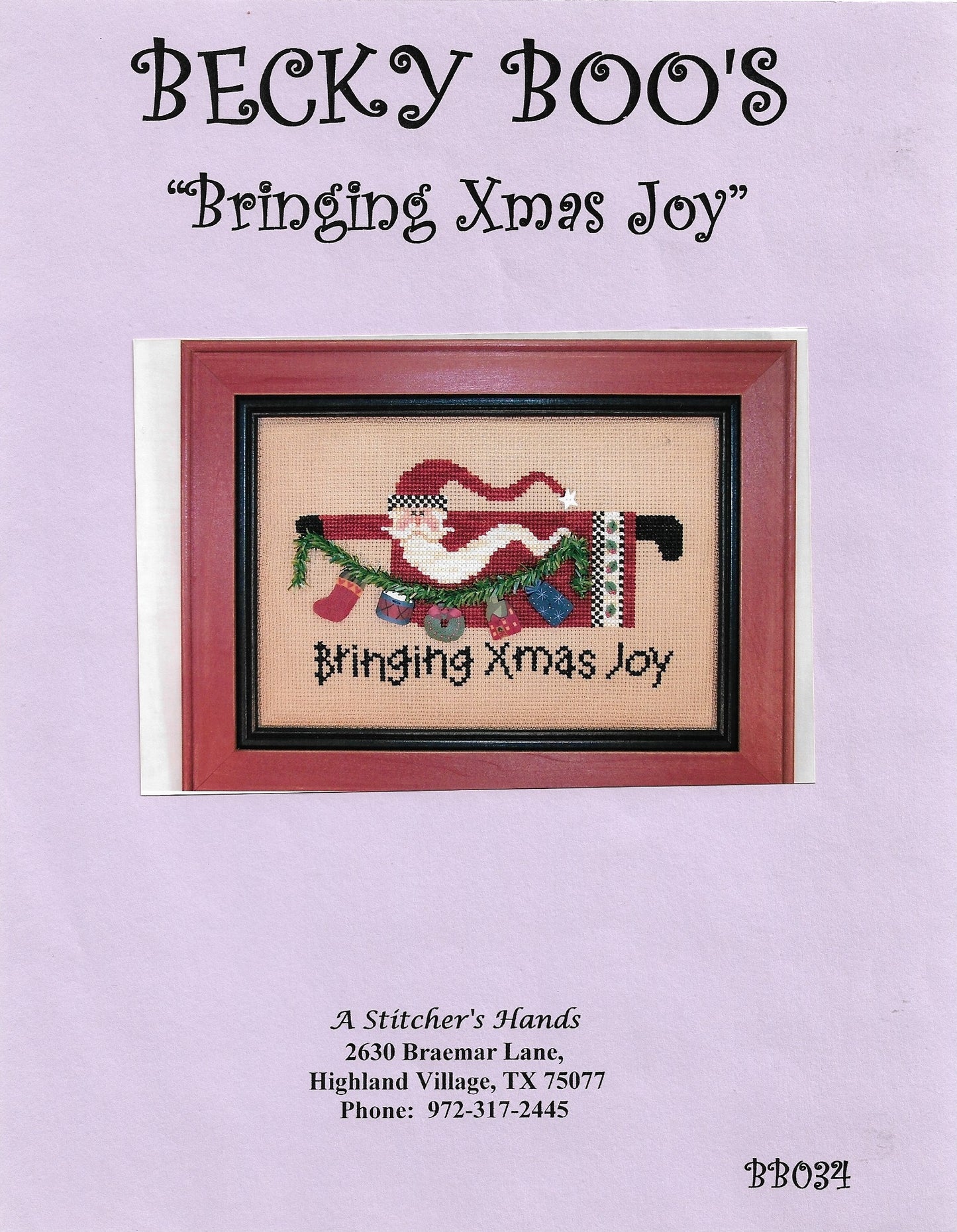A Stitcher's Hands Becky' Boos Bringing Xmas Joy cross stitch pattern