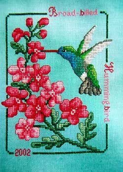 Crossed Wing Collection Broad-Billed Hummingbird 2002 bird cross stitch pattern