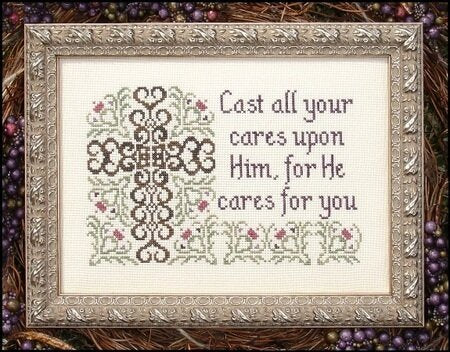 My Big Toe Cast All Your Cares MBT-96 religious cross stitch pattern