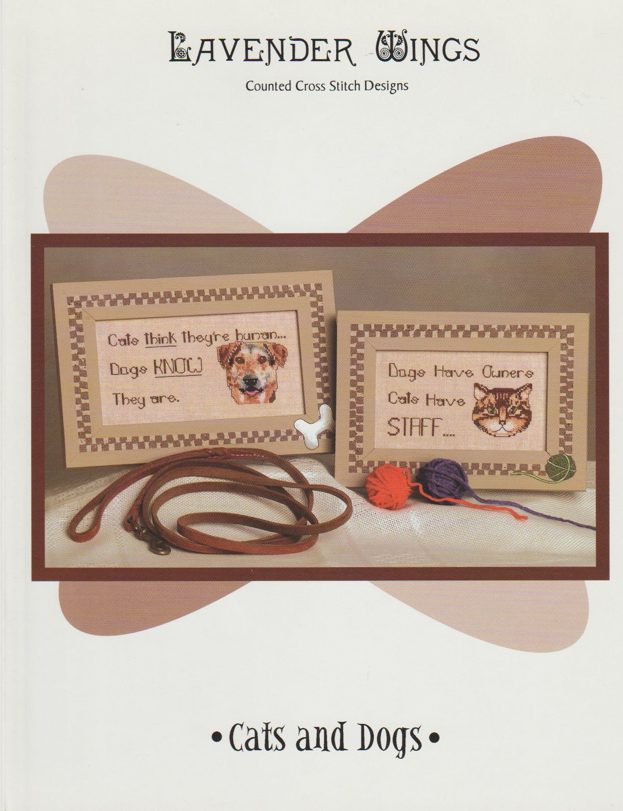 Lavender Wings Cats and Dogs cross stitch pattern