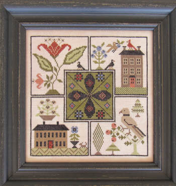 The Scarlett House Center Point Sampler cross stitch pattern
