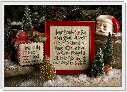 Lizzie kate Dear Santa, I've Been Good LK187 christmas cross stitch pattern