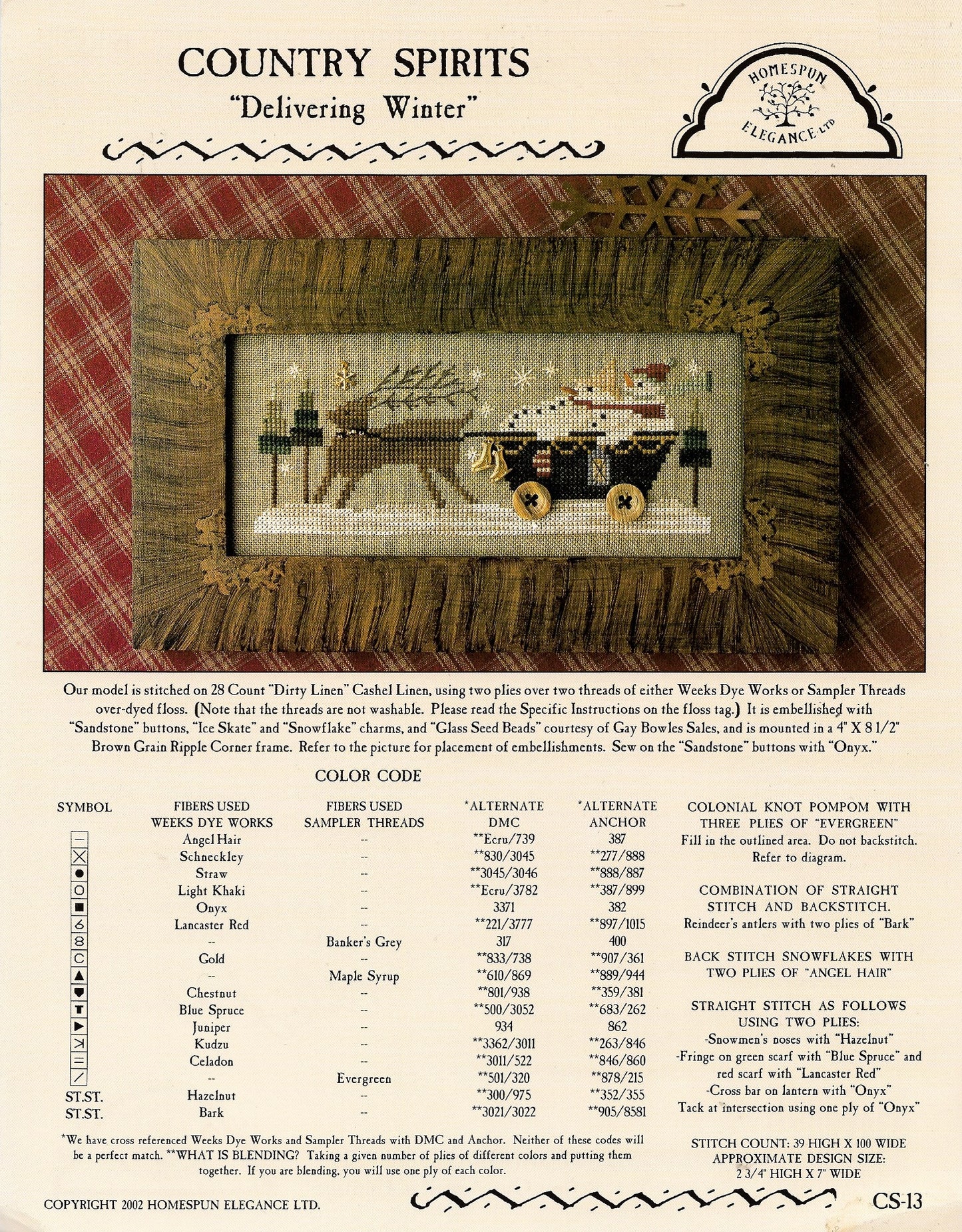 Homespune Elegance Delivering Winter CS-13 cross stitch pattern