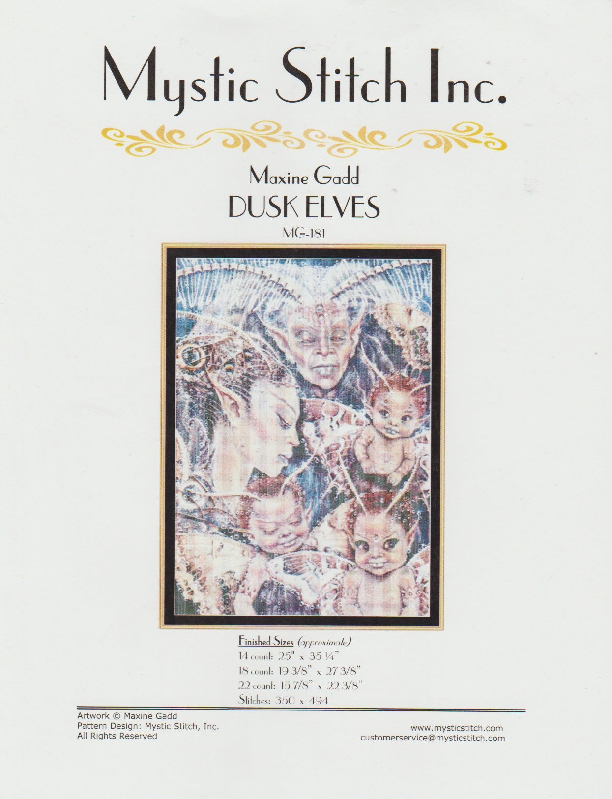 Mystic Stitch Maxine Gadd Dusk Elves MG-181 cross stitch pattern