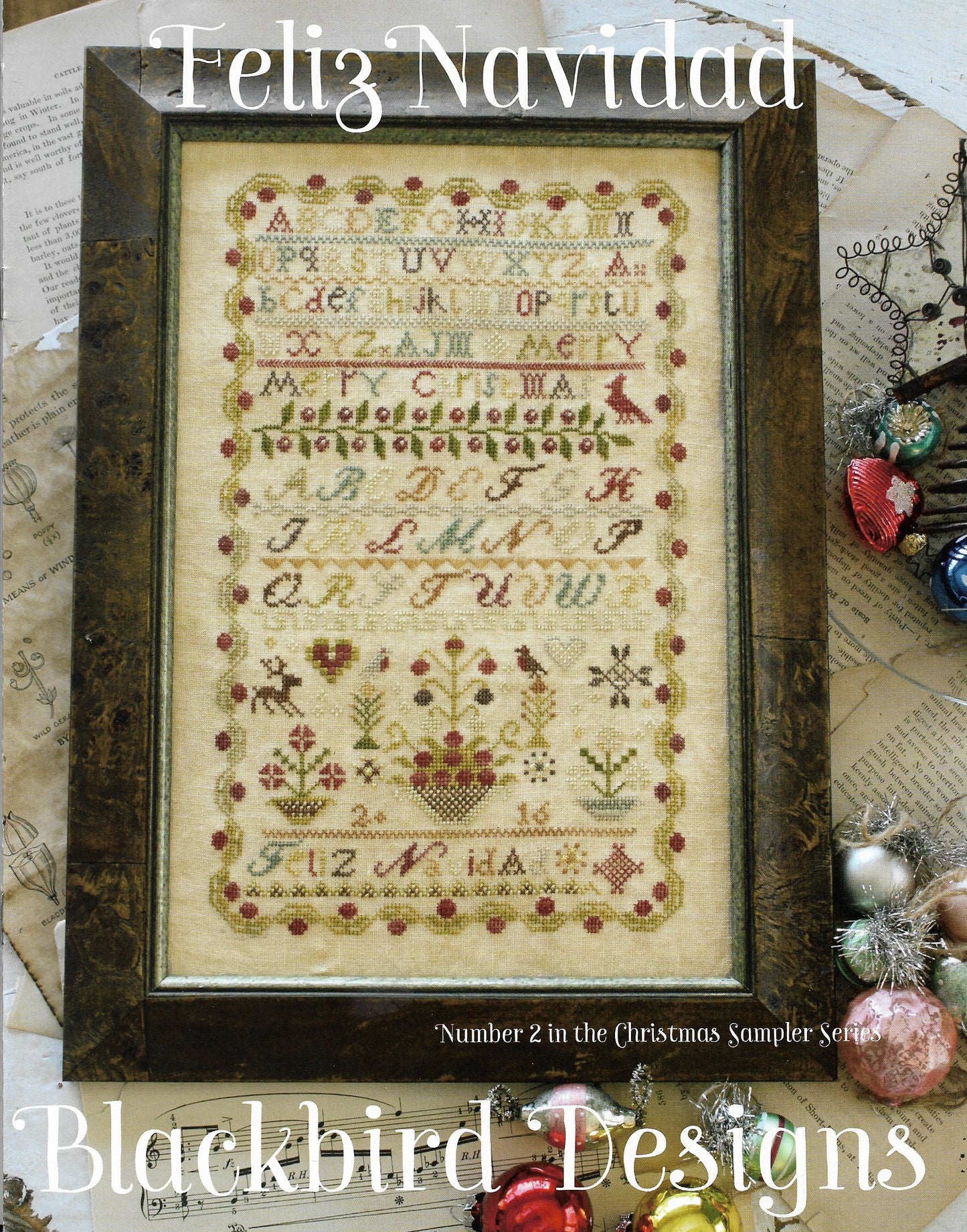 Blackbird Designs Feliz Navidad Christmas cross stitch pattern