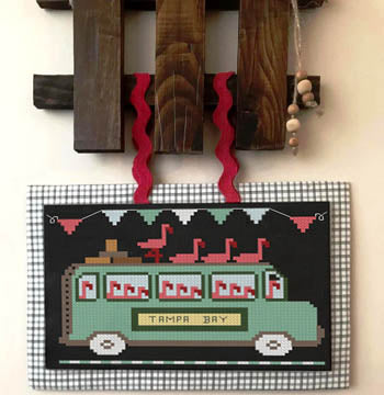 Twin Peak Primitives Flamingo Express cross stitch pattern