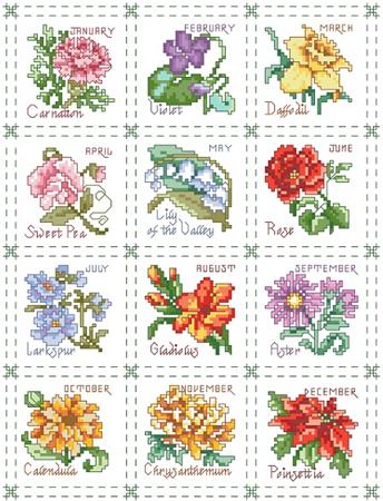 Flower of the Month Sampler pattern
